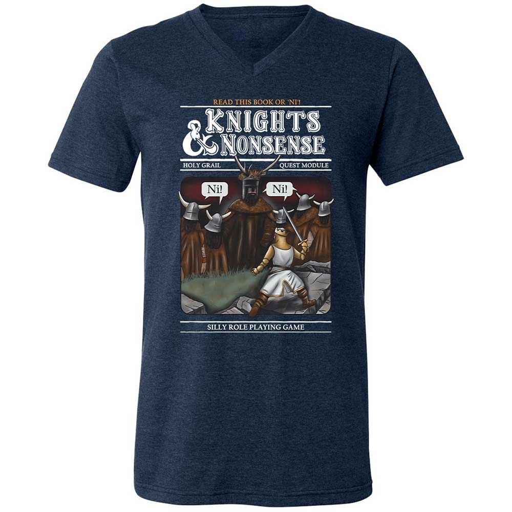 Unisex V-Neck T-Shirt - 8DRAX6KJ - Heather Navy - 3