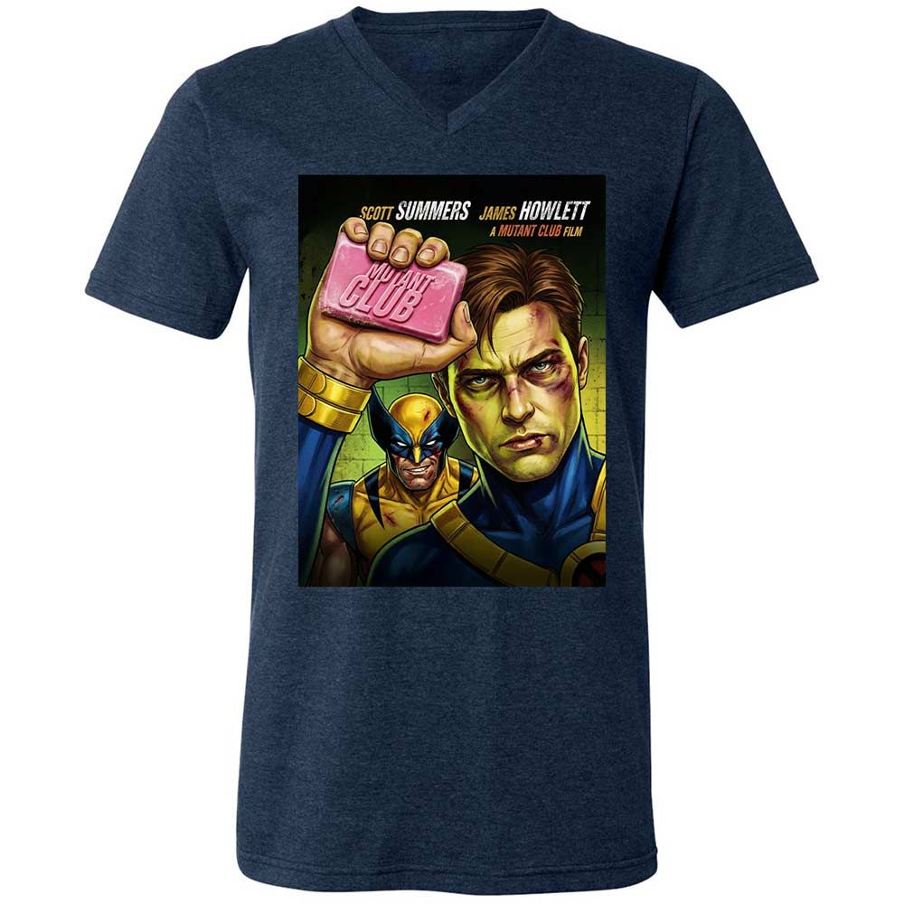 Unisex V-Neck T-Shirt - AUZQ2888 - Heather Navy - 3
