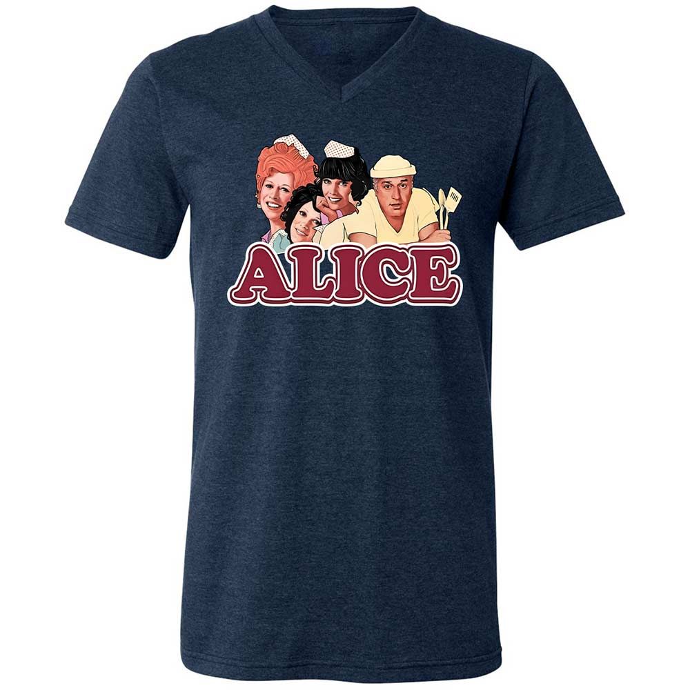 Unisex V-Neck T-Shirt - 3WGYFJZS - Heather Navy - 3
