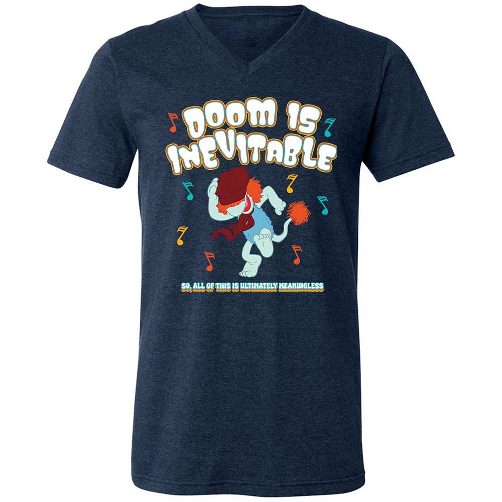 Unisex V-Neck T-Shirt - QKK5GVSX - Heather Navy - 3