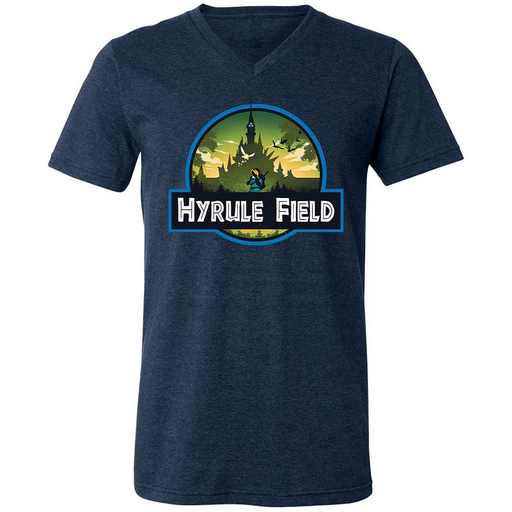 Unisex V-Neck T-Shirt - H89LA6DW - Heather Navy - 3