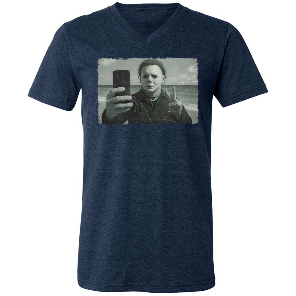 Unisex V-Neck T-Shirt - 8QT7X672 - Heather Navy - 3
