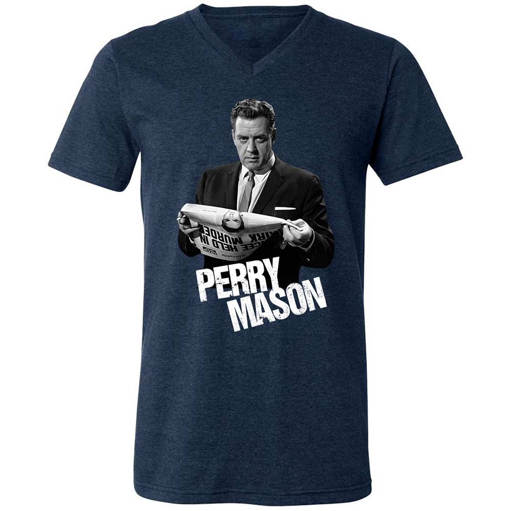 Unisex V-Neck T-Shirt - QFJYY96Z - Heather Navy - 3