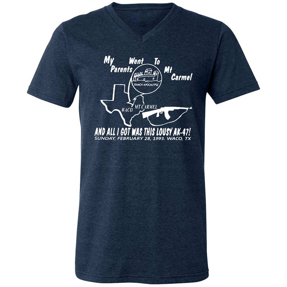 Unisex V-Neck T-Shirt - GNMLJTWC - Heather Navy - 3