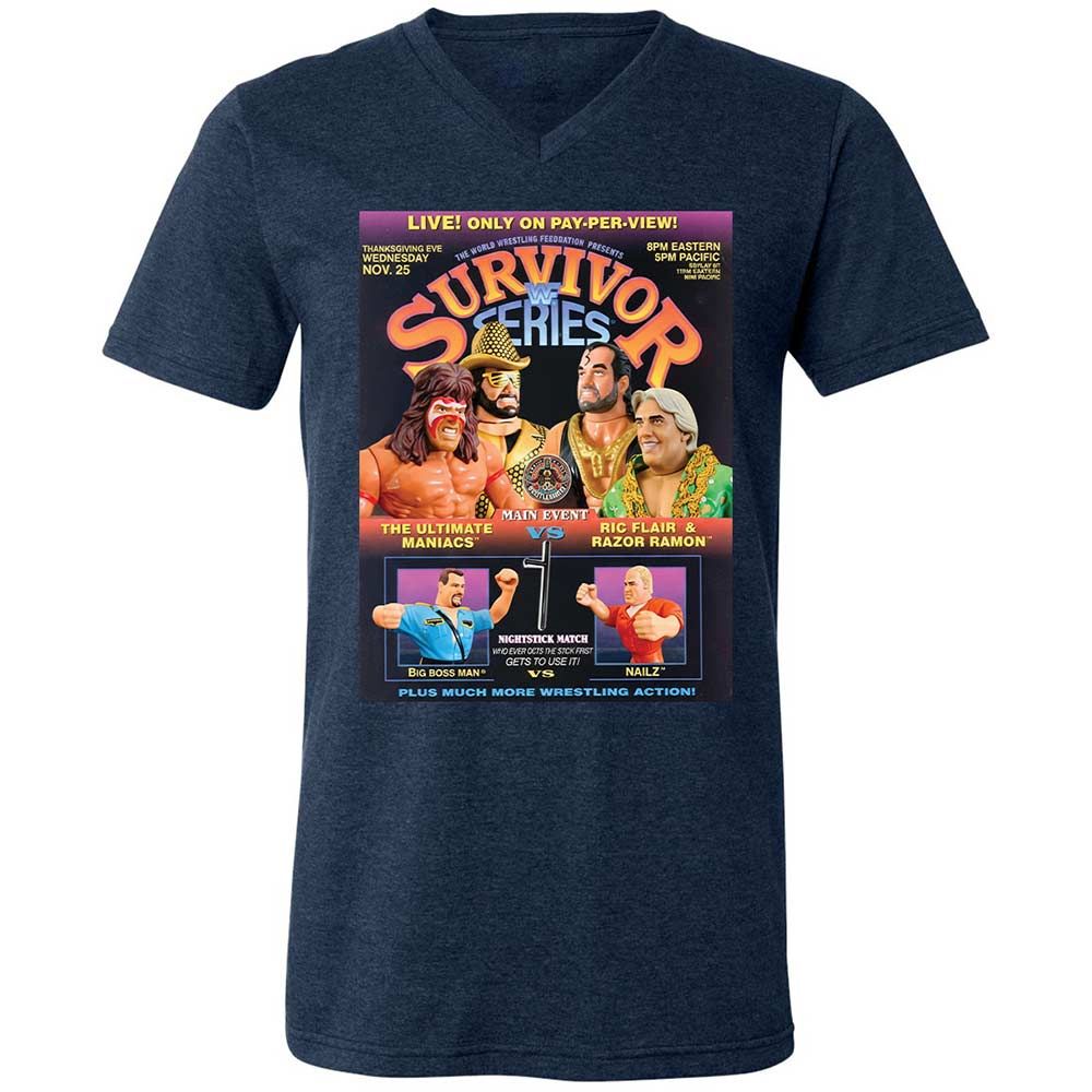 Unisex V-Neck T-Shirt - GNS2FWBD - Heather Navy - 3