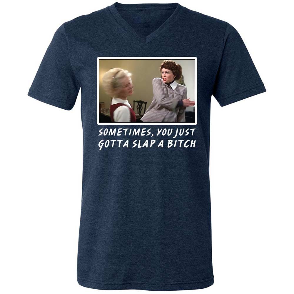 Unisex V-Neck T-Shirt - R7Q5ZZQM - Heather Navy - 3