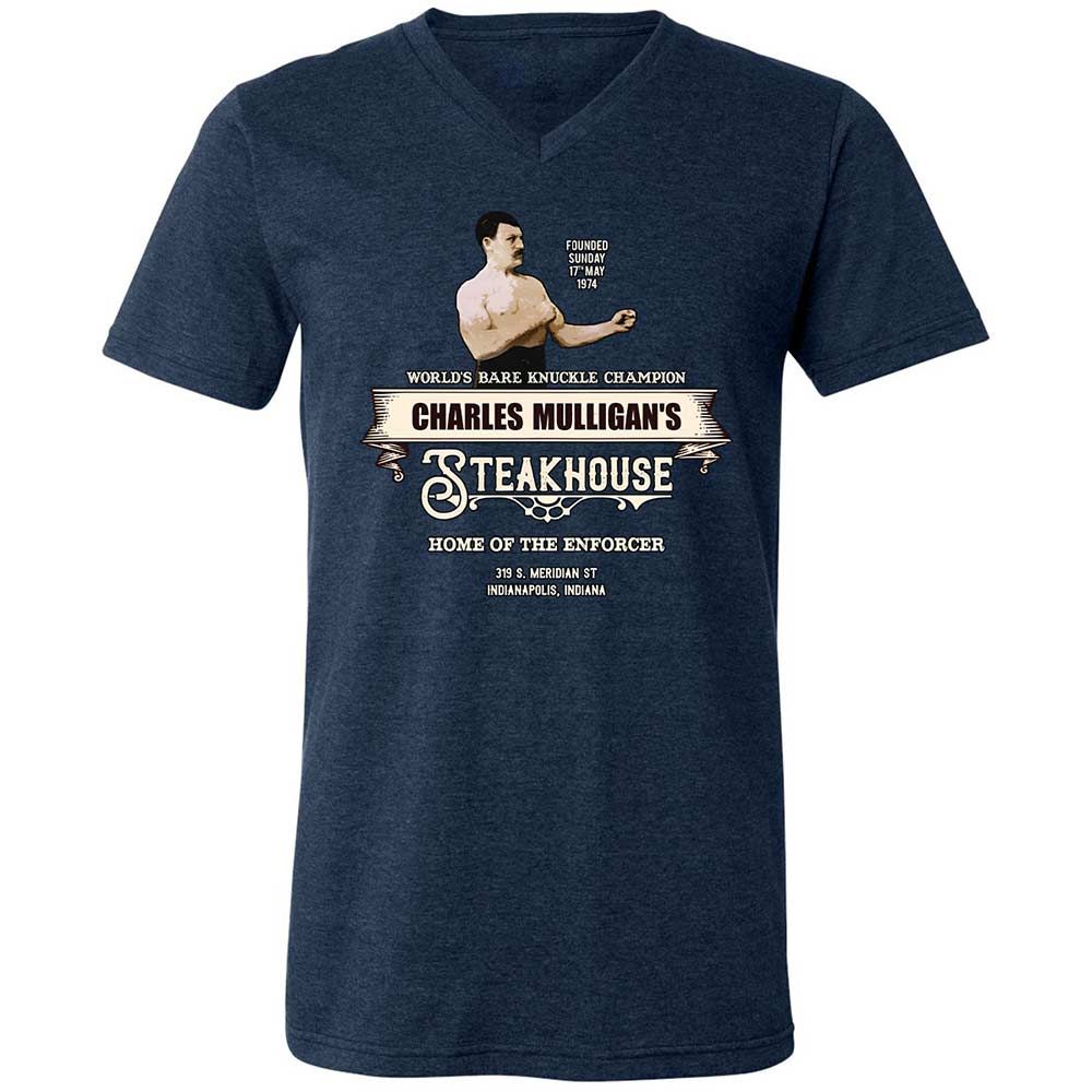 Unisex V-Neck T-Shirt - ESYKZRM8 - Heather Navy - 3