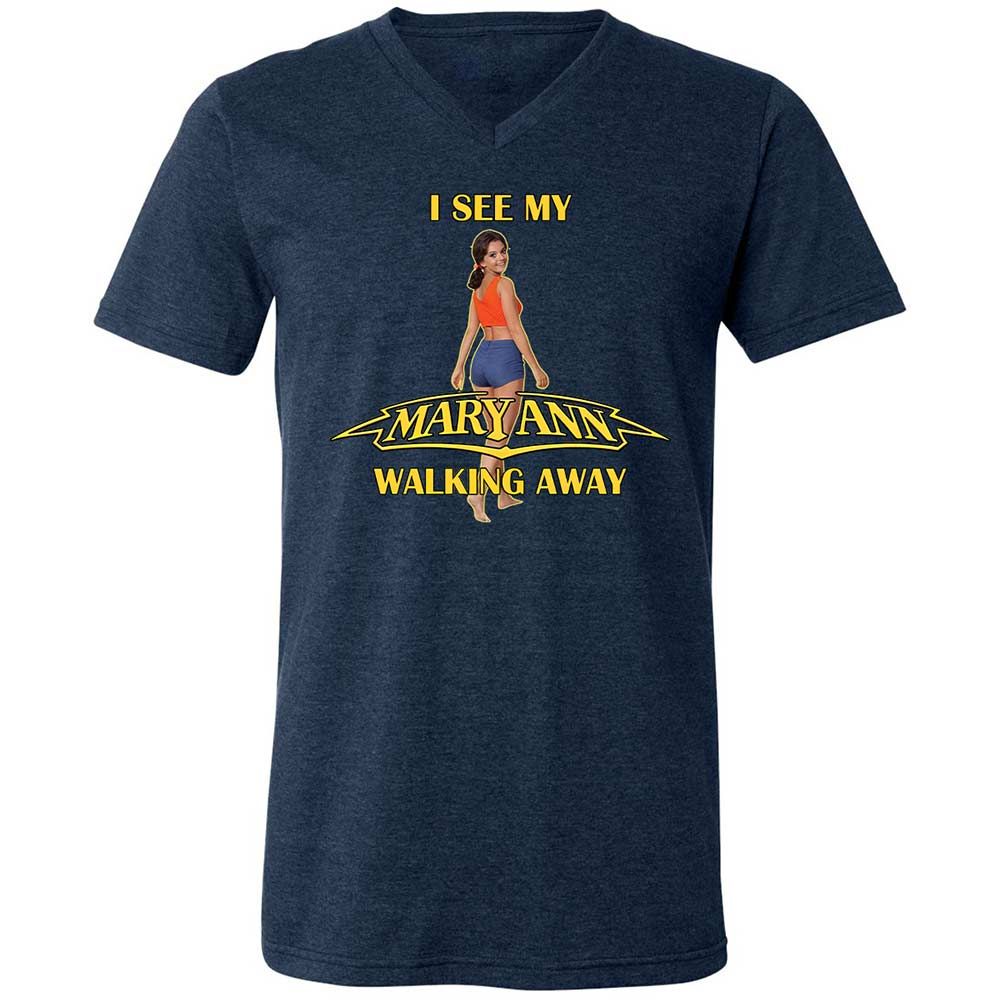 Unisex V-Neck T-Shirt - K8U6GMJ8 - Heather Navy - 3