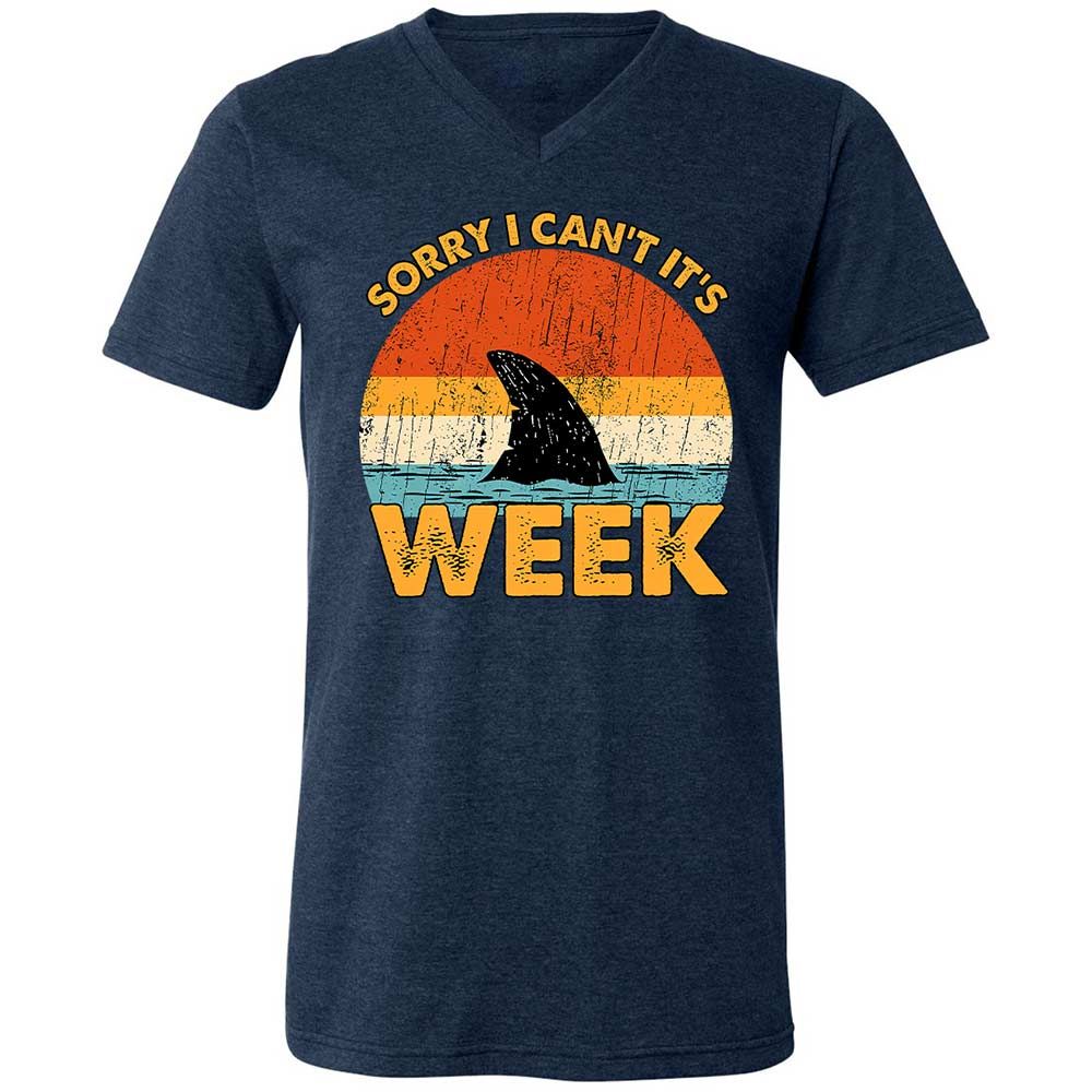 Unisex V-Neck T-Shirt - QJEEKSTK - Heather Navy - 3