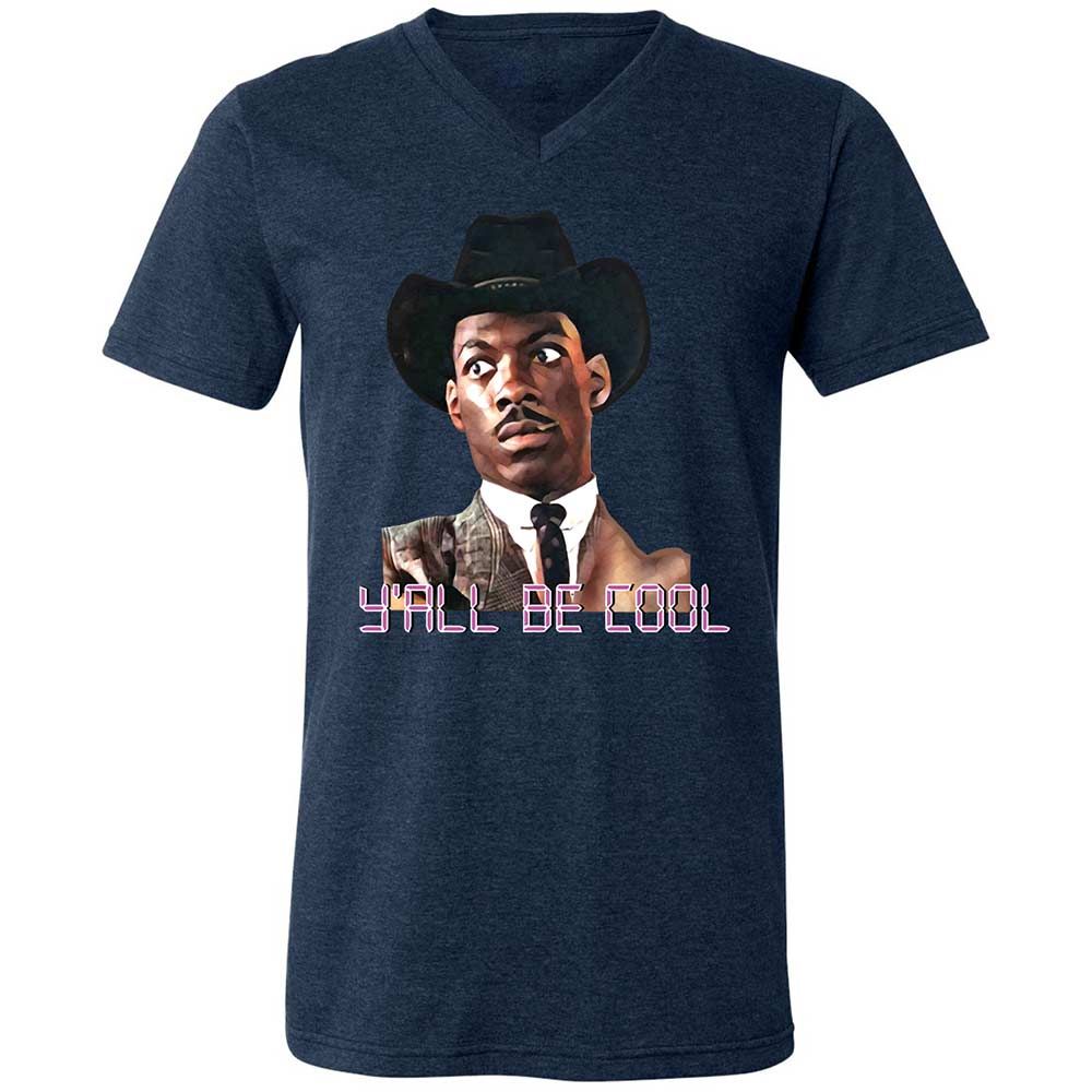 Unisex V-Neck T-Shirt - E8JMX5N3 - Heather Navy - 3