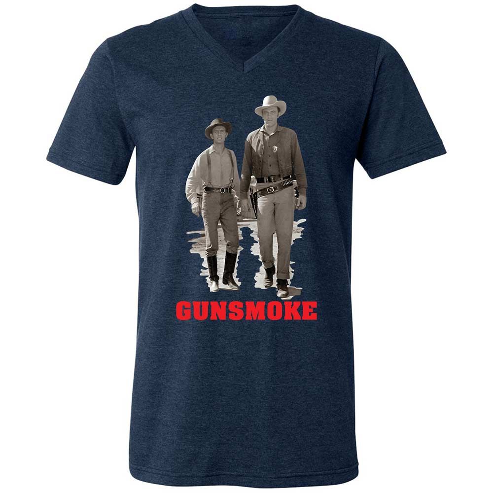 Unisex V-Neck T-Shirt - J6JGGQX9 - Heather Navy - 3