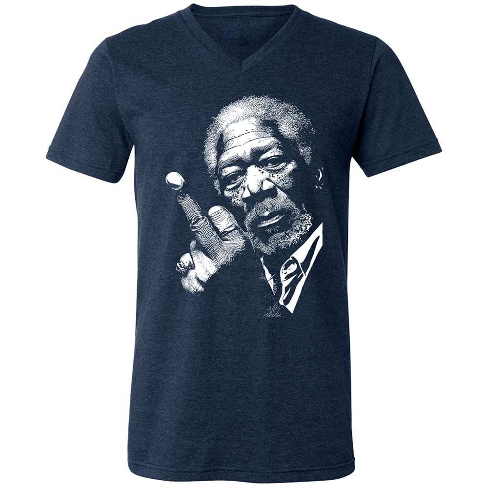 Morgan Freeman middle finger - Heather Navy - 3