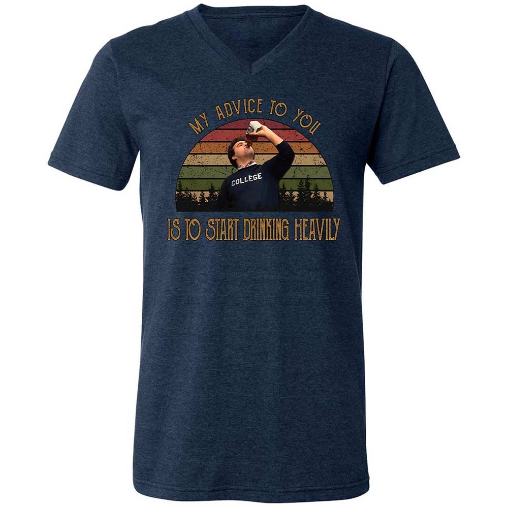 Unisex V-Neck T-Shirt - 6C3ECR4M - Heather Navy - 3