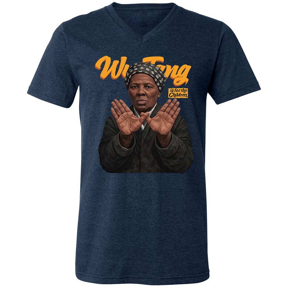 Unisex V-Neck T-Shirt - Black - Heather Navy - 3