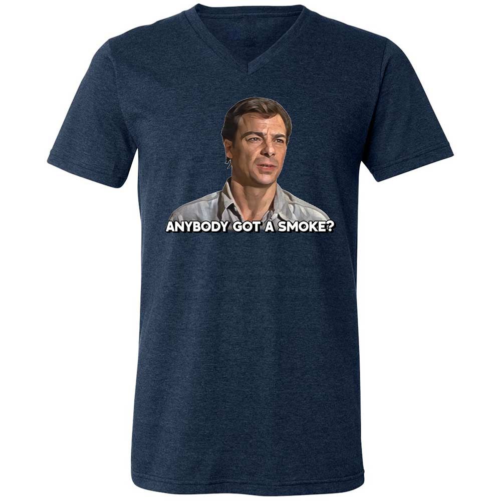 Unisex V-Neck T-Shirt - M9CHKJ4S - Heather Navy - 3