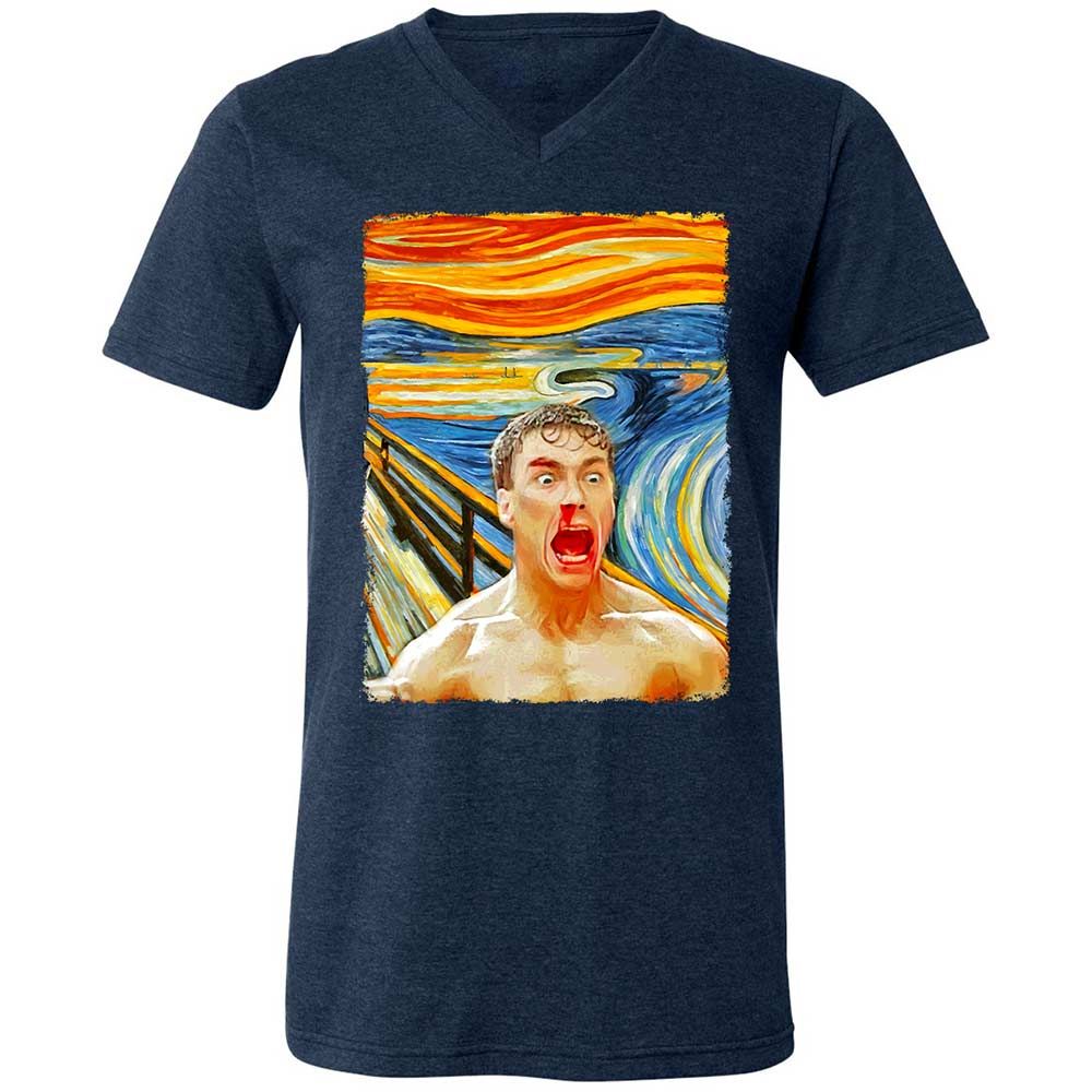 Unisex V-Neck T-Shirt - PJBVXW67 - Heather Navy - 3