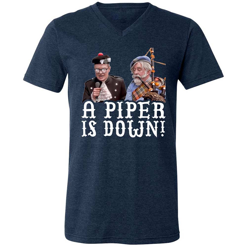 Unisex V-Neck T-Shirt - DAH4F6GJ - Heather Navy - 3