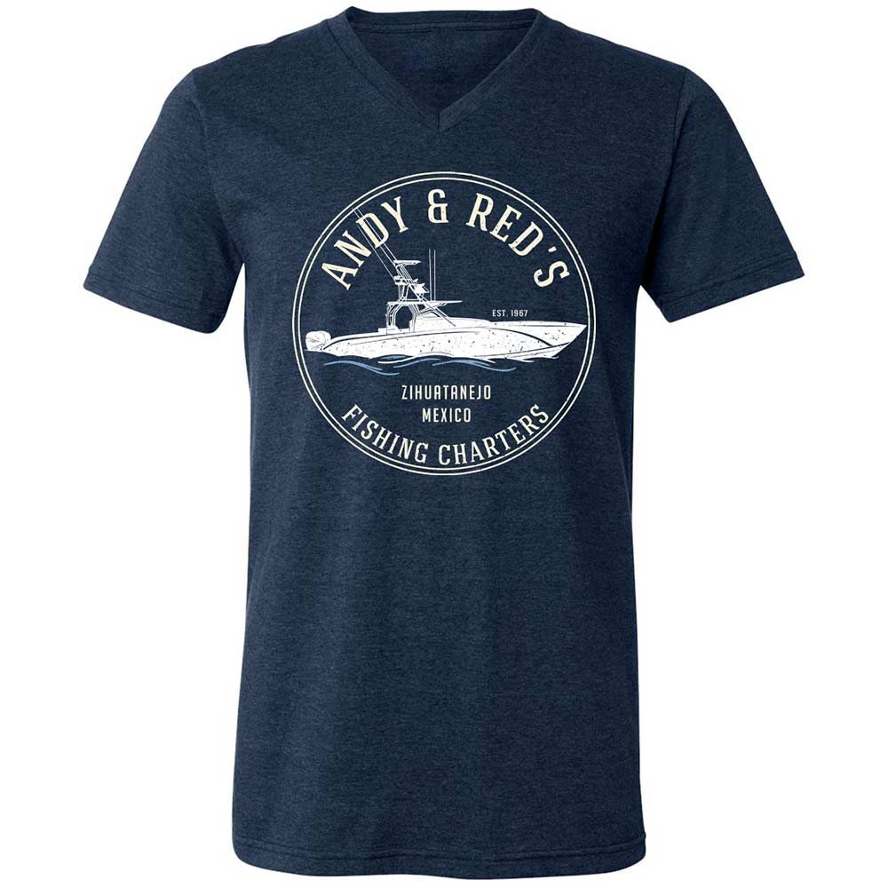 Unisex V-Neck T-Shirt - UP7ZFRMP - Heather Navy - 3