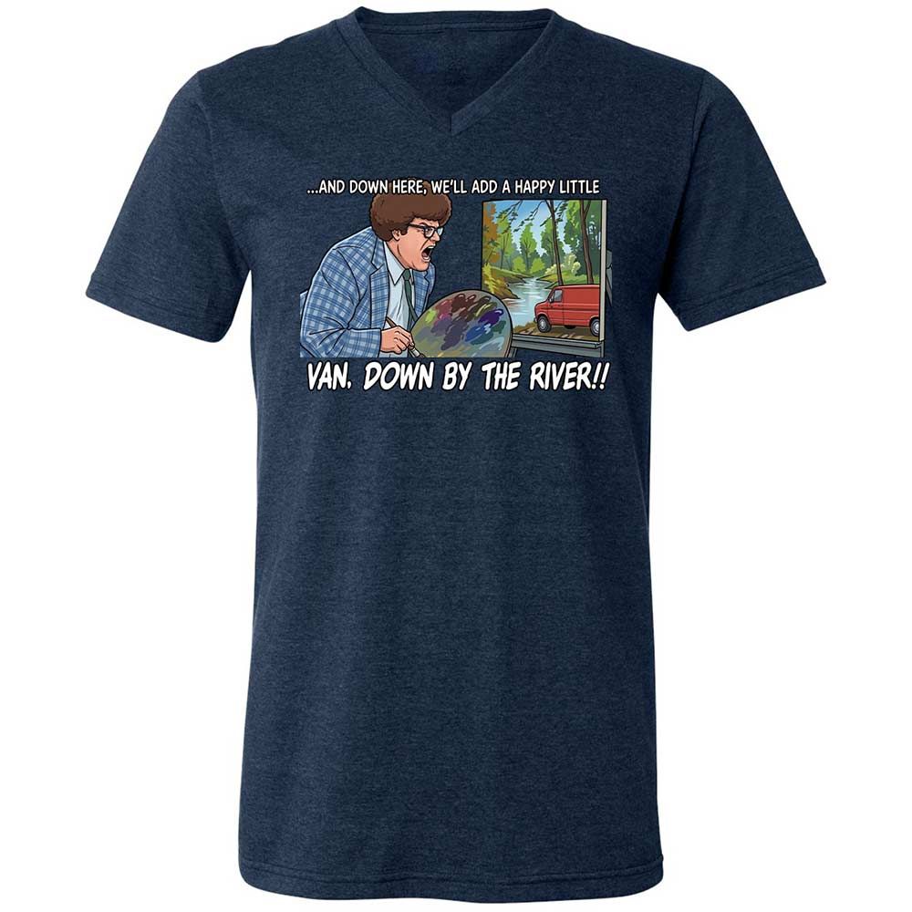 Unisex V-Neck T-Shirt - H3XCQJWC - Heather Navy - 3