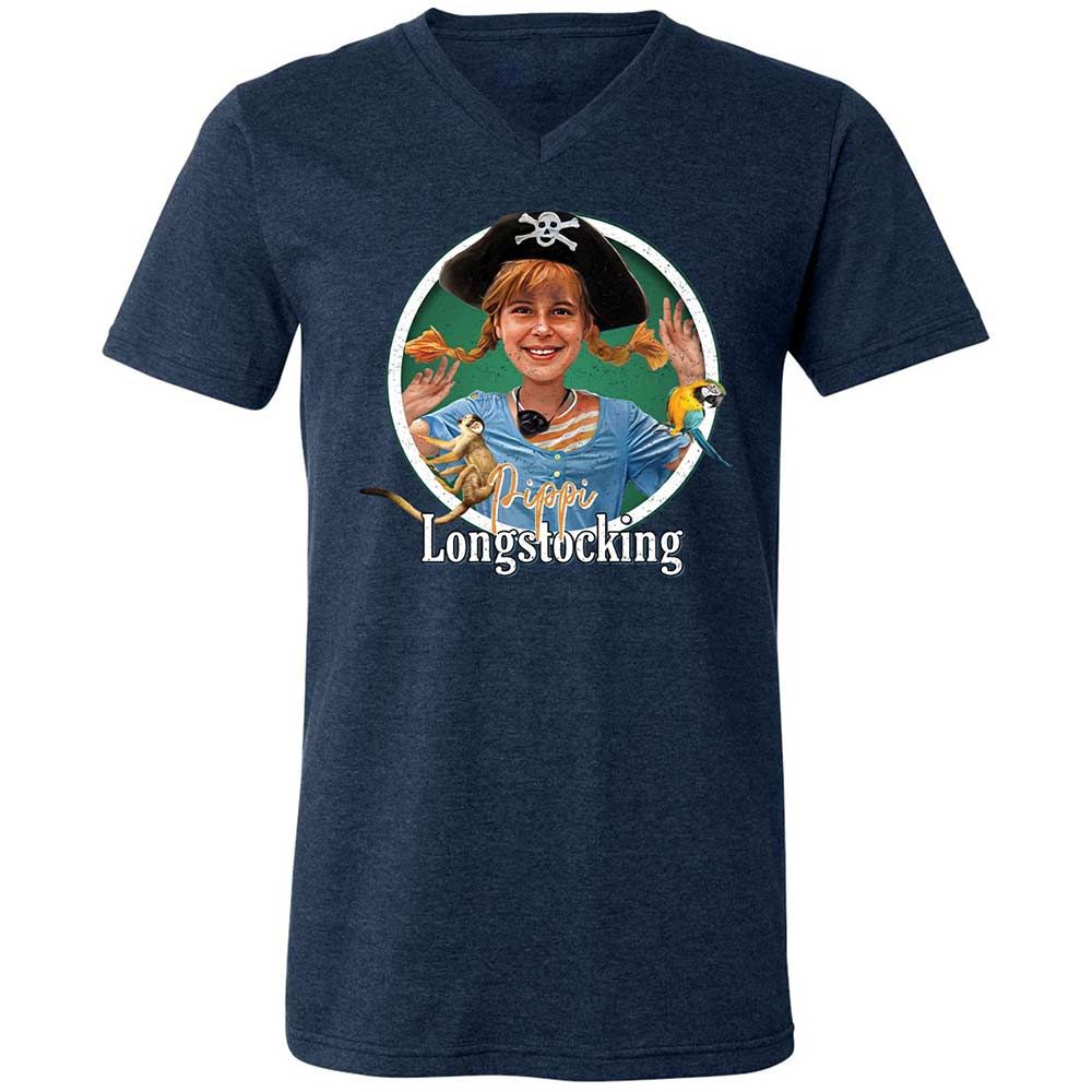 Unisex V-Neck T-Shirt - HH3Y2VEV - Heather Navy - 3
