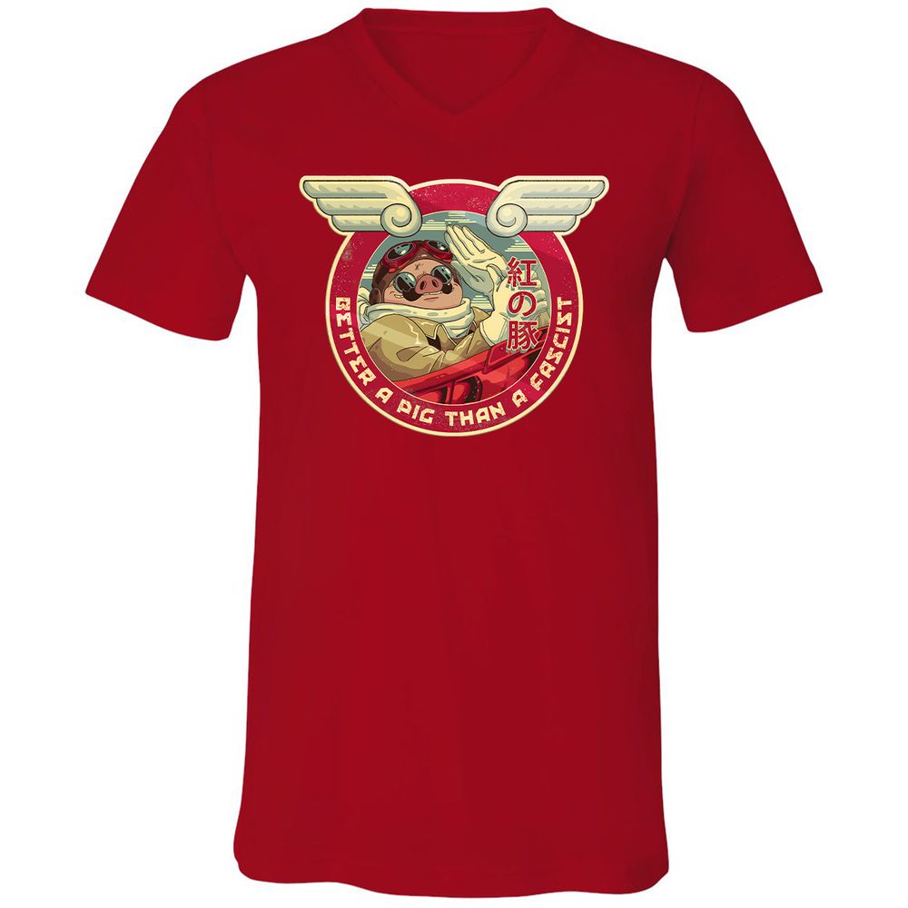 Unisex V-Neck T-Shirt - E2VGW65X - Red - 3