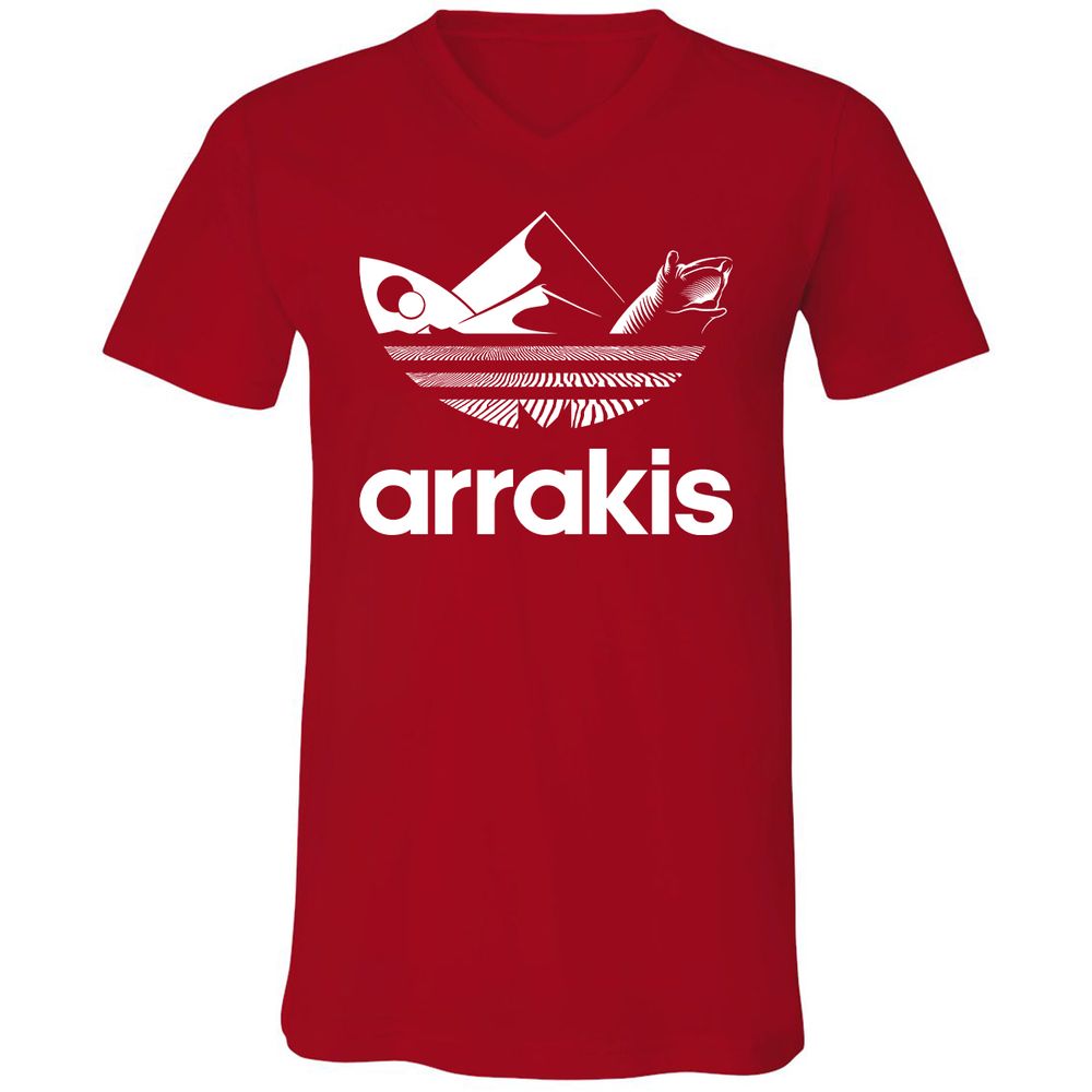 Unisex V-Neck T-Shirt - JJS7WJMZ - Red - 3