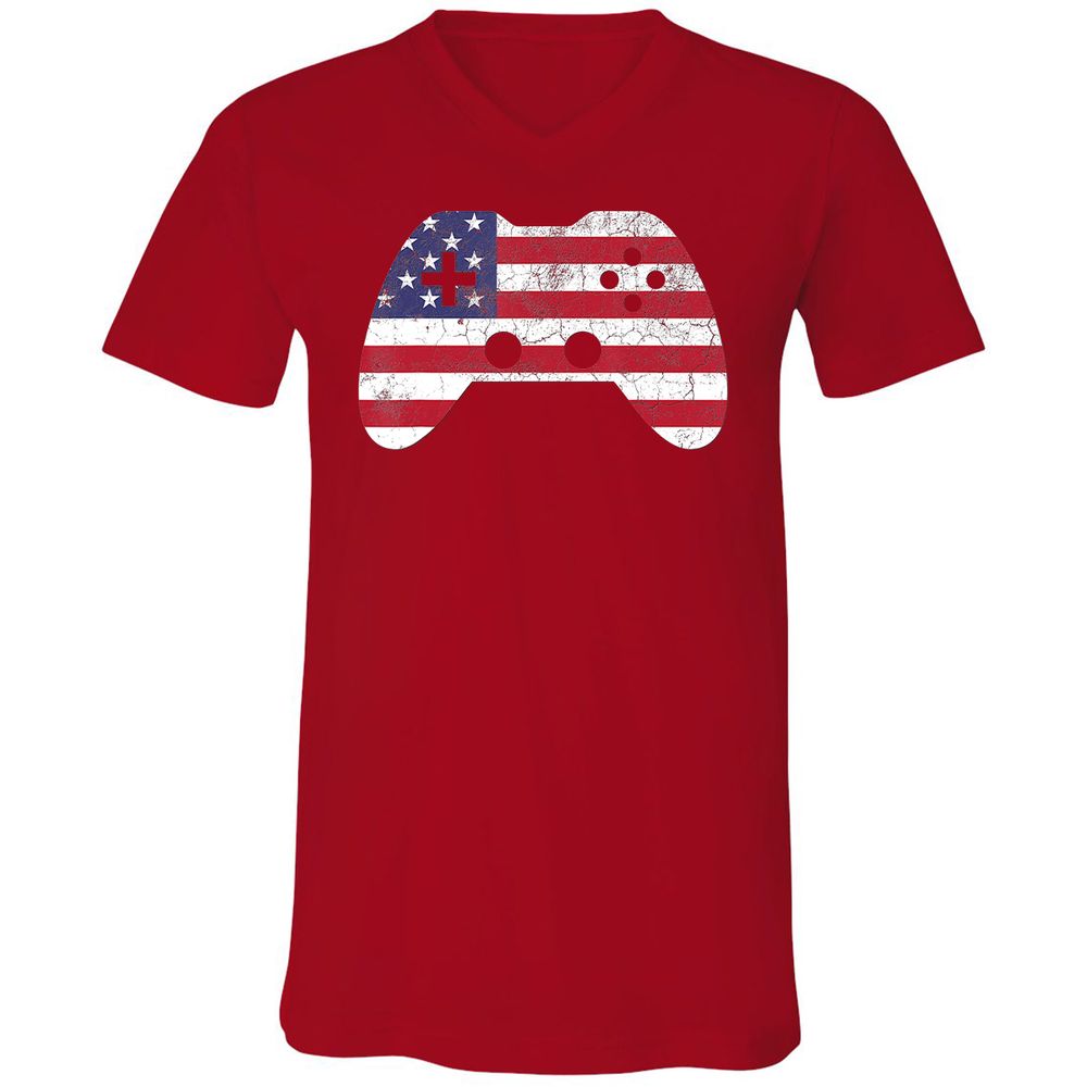 Unisex V-Neck T-Shirt - SKTKF55Q - Red - 3