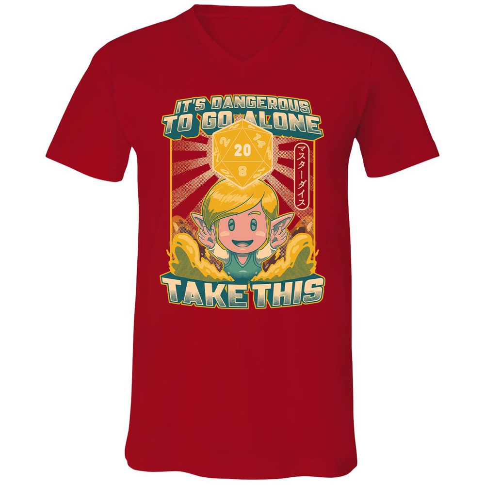 Unisex V-Neck T-Shirt - 8BF4HHJ8 - Red - 3