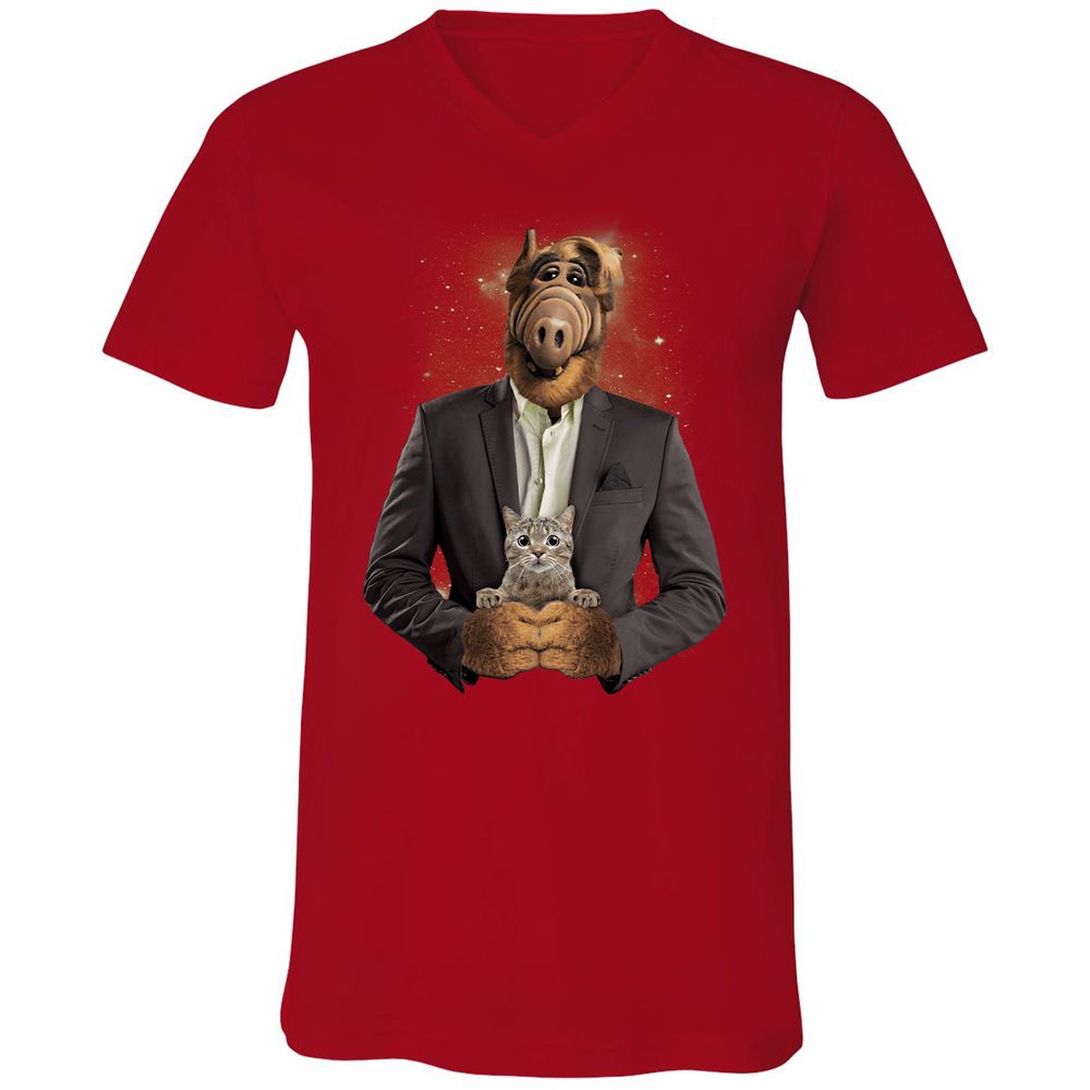 Unisex V-Neck T-Shirt - RHFGZGKW - Red - 3