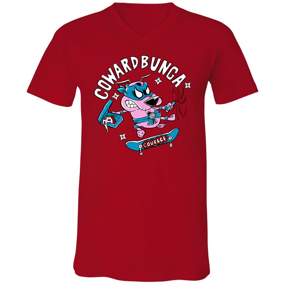 Unisex V-Neck T-Shirt - Y656W7PN - Red - 3