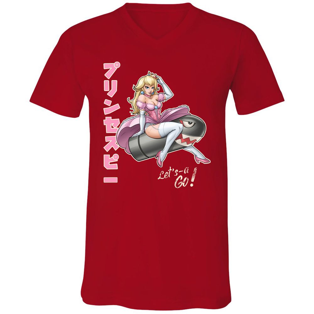 Unisex V-Neck T-Shirt - 6PEE93JC - Red - 3