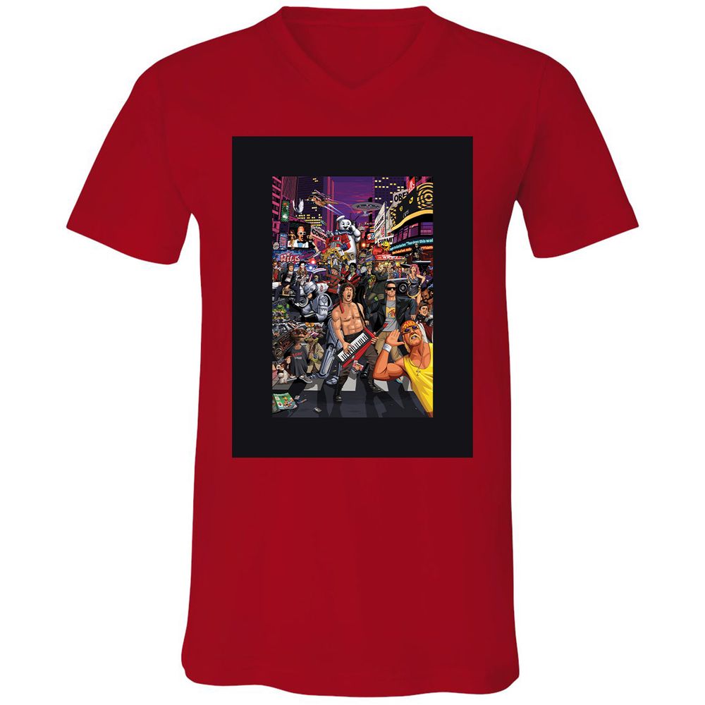 Unisex V-Neck T-Shirt - 9ZP7UPFT - Red - 3