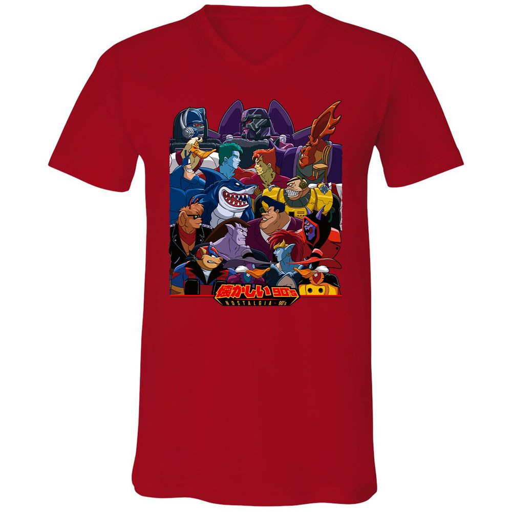 Unisex V-Neck T-Shirt - L3295ZJW - Red - 3