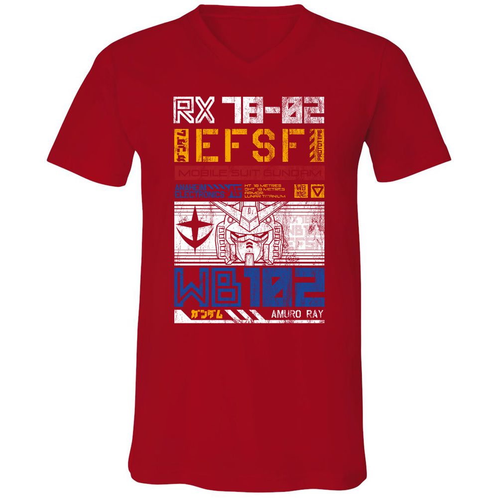 Unisex V-Neck T-Shirt - RG7XS5CD - Red - 3