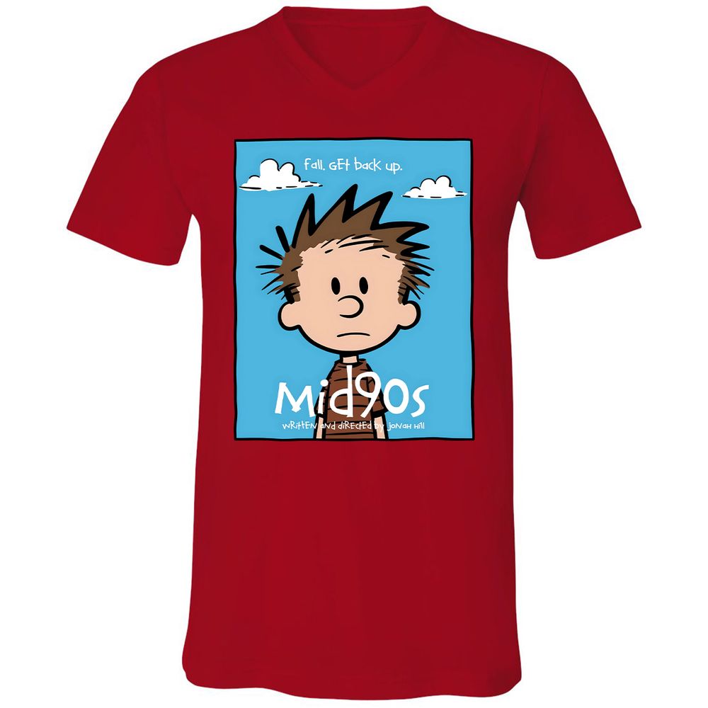 Unisex V-Neck T-Shirt - 4LGGD5H2 - Red - 3