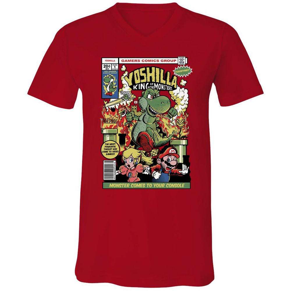 Unisex V-Neck T-Shirt - LM5NEKAH - Red - 3