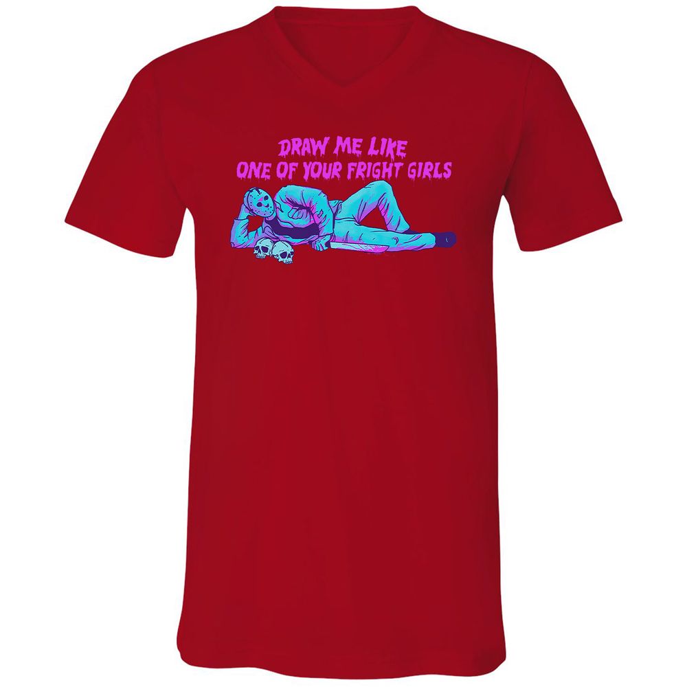 Unisex V-Neck T-Shirt - LEABE1LM - Red - 3