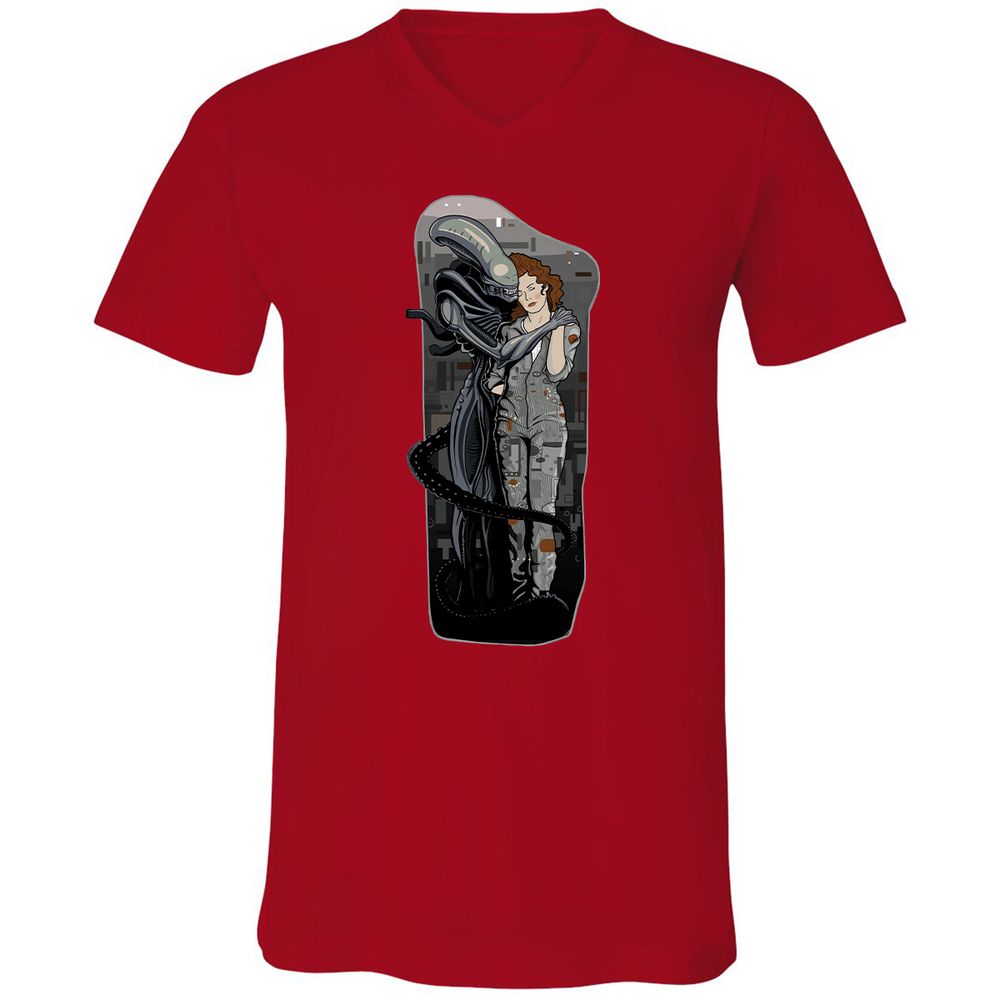 Unisex V-Neck T-Shirt - R4KUAQ4D - Red - 3