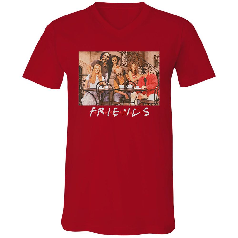 Unisex V-Neck T-Shirt - A5GZC4RV - Red - 3