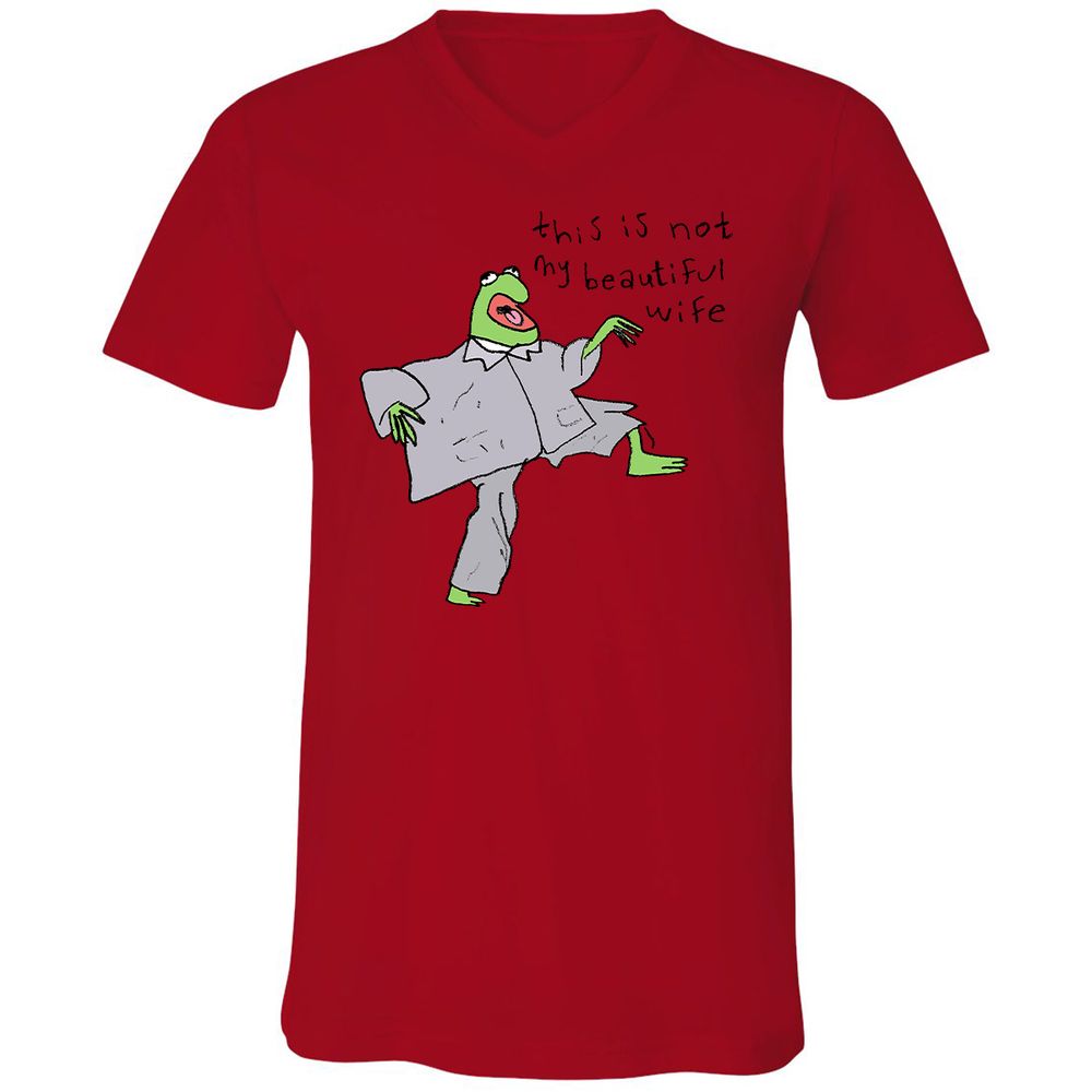 Unisex V-Neck T-Shirt - GYE5PLEM - Red - 3