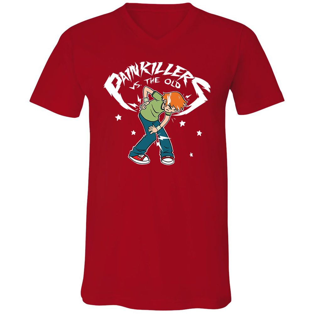 Unisex V-Neck T-Shirt - 7PQJ23S7 - Red - 3