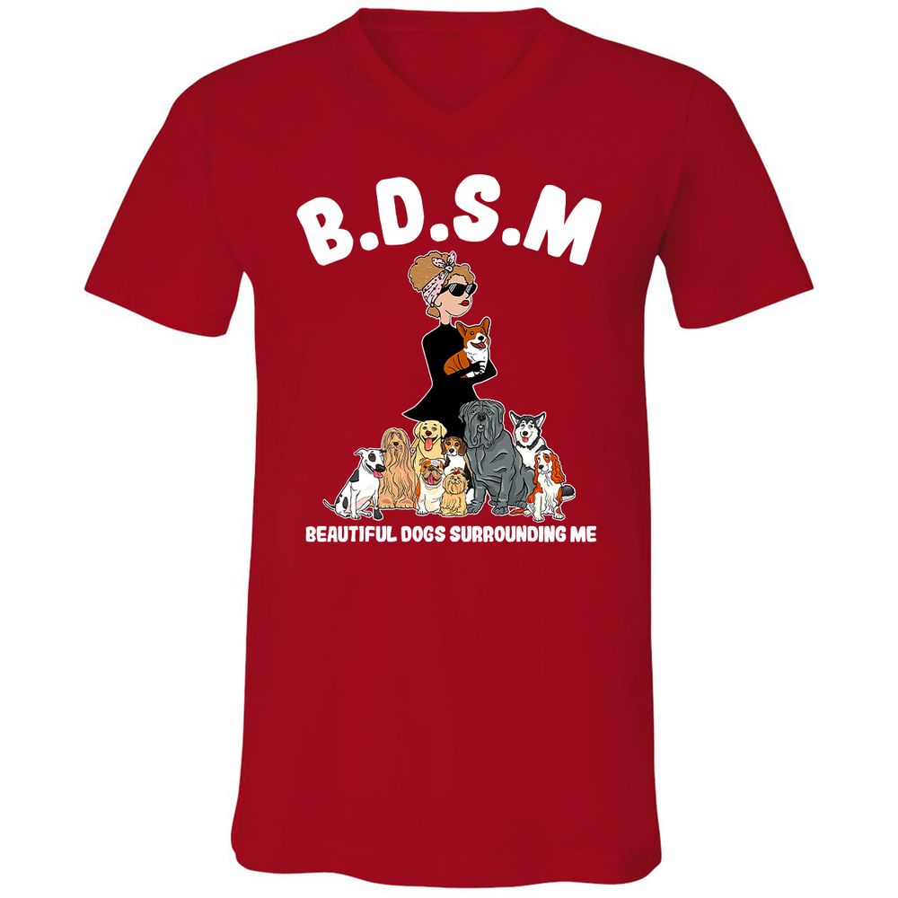 Unisex V-Neck T-Shirt - 3ZD9MFD7 - Red - 3