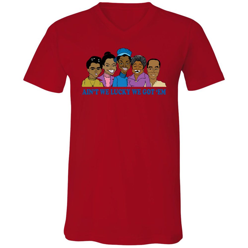 Unisex V-Neck T-Shirt - Q2X1JVQB - Red - 3