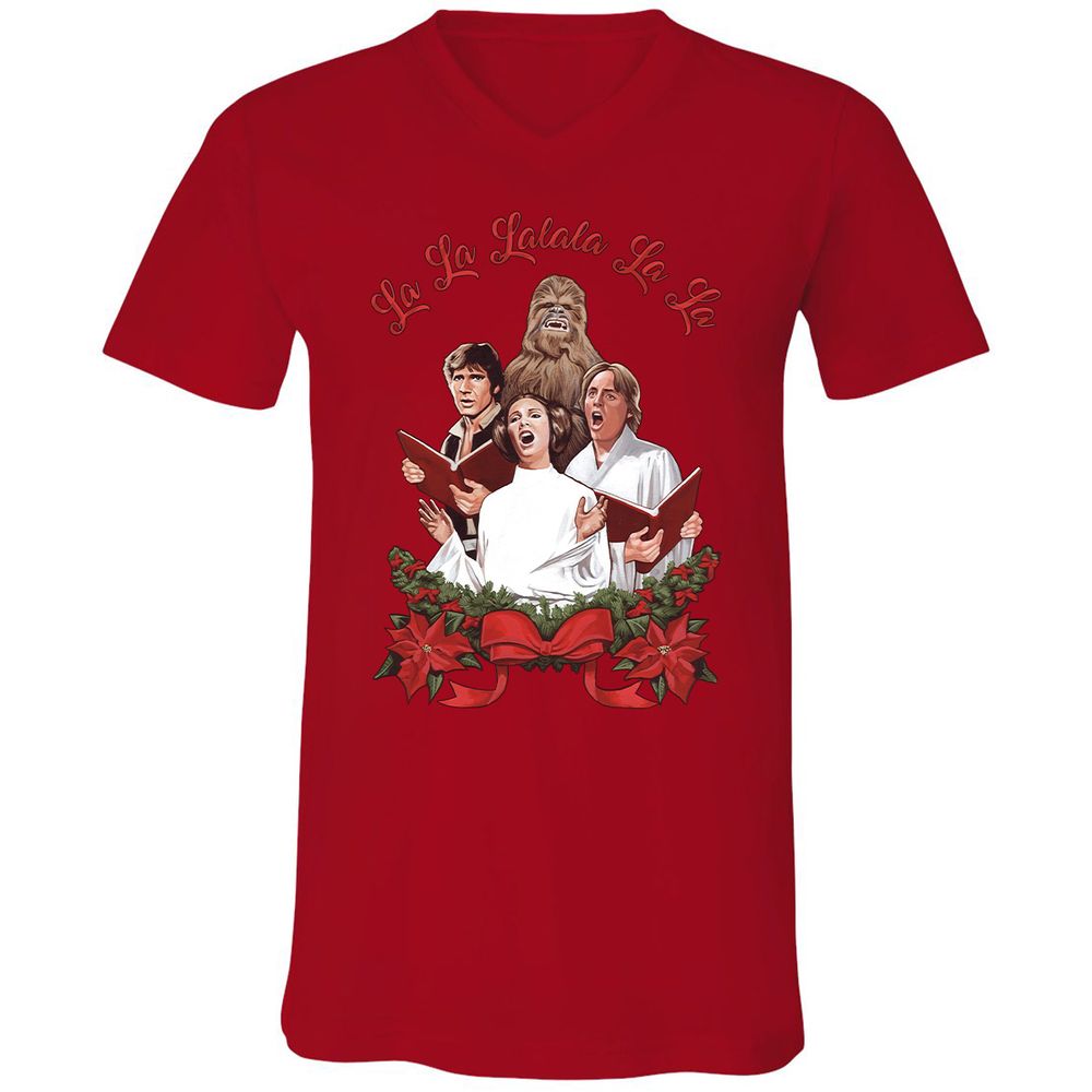 Unisex V-Neck T-Shirt - XASZMXJH - Red - 3