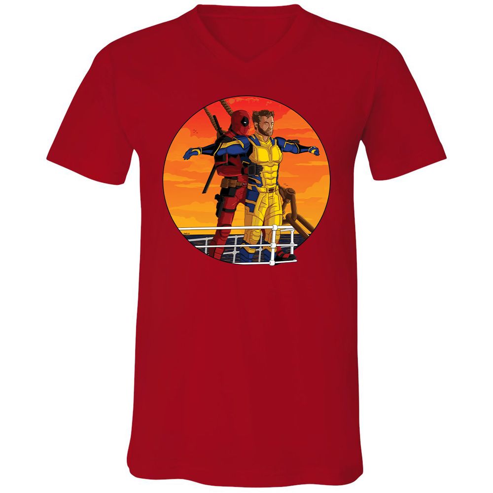 Unisex V-Neck T-Shirt - 1J8ZB4R5 - Red - 3