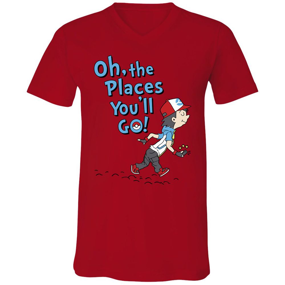 Unisex V-Neck T-Shirt - VKKEG6FM - Red - 3