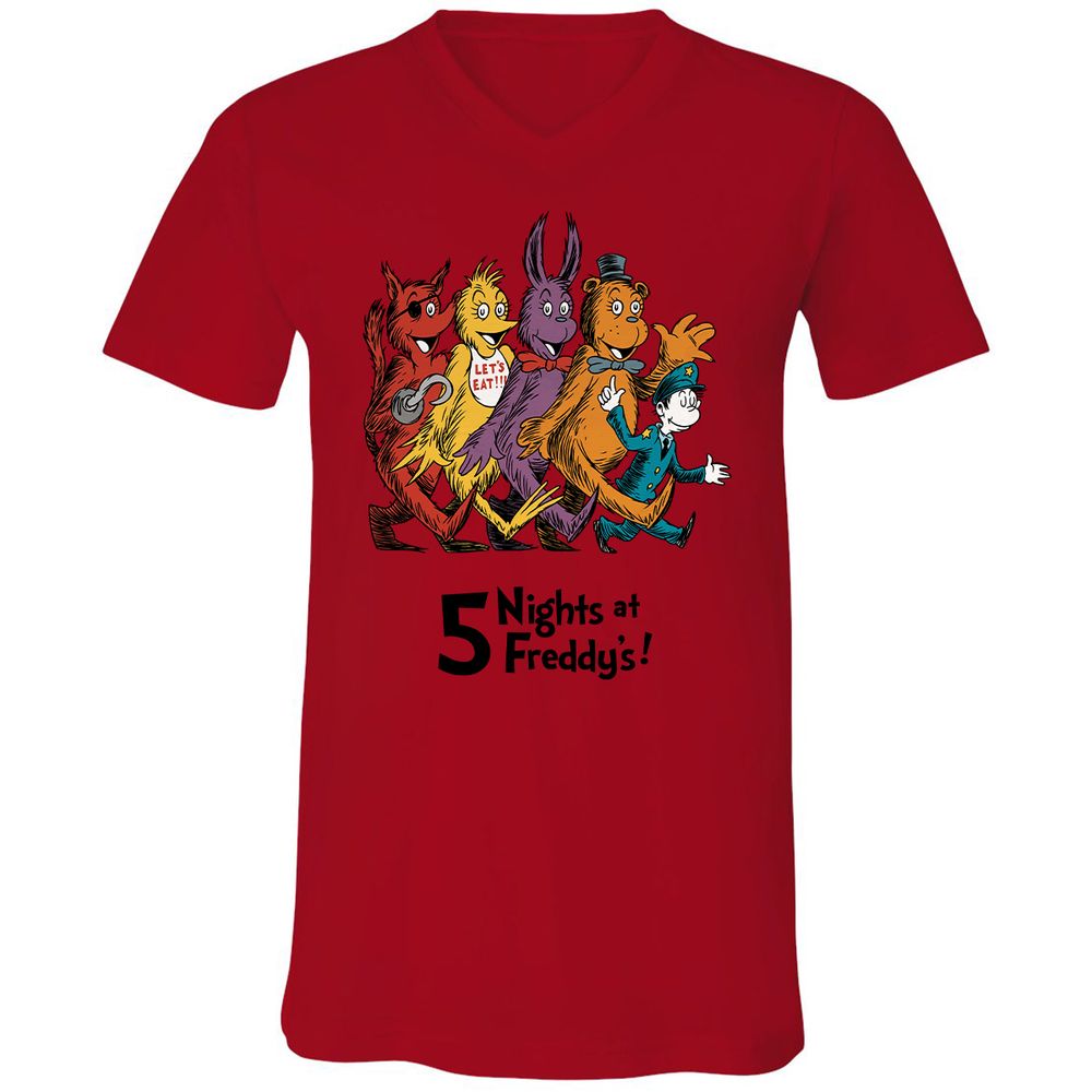 Unisex V-Neck T-Shirt - 4DP7TE5N - Red - 3
