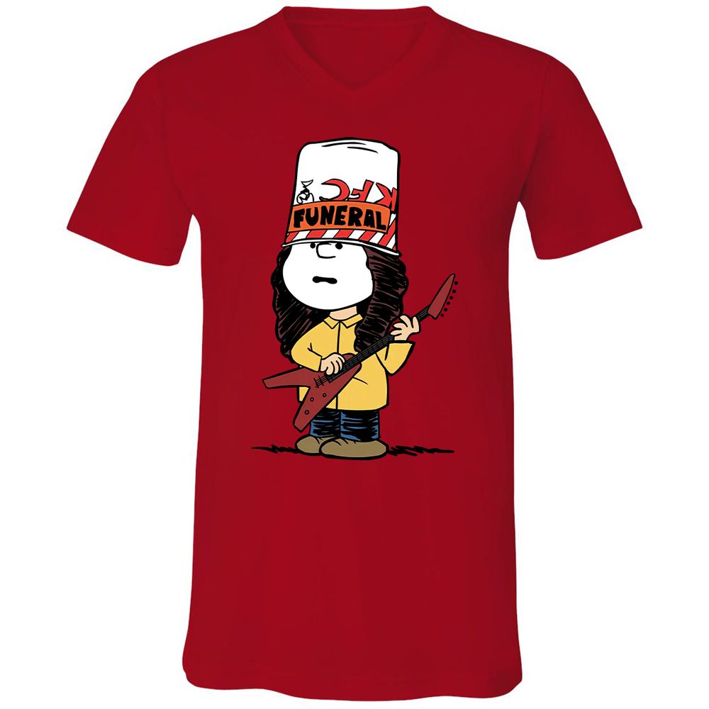 Unisex V-Neck T-Shirt - JKBJ6XKP - Red - 3