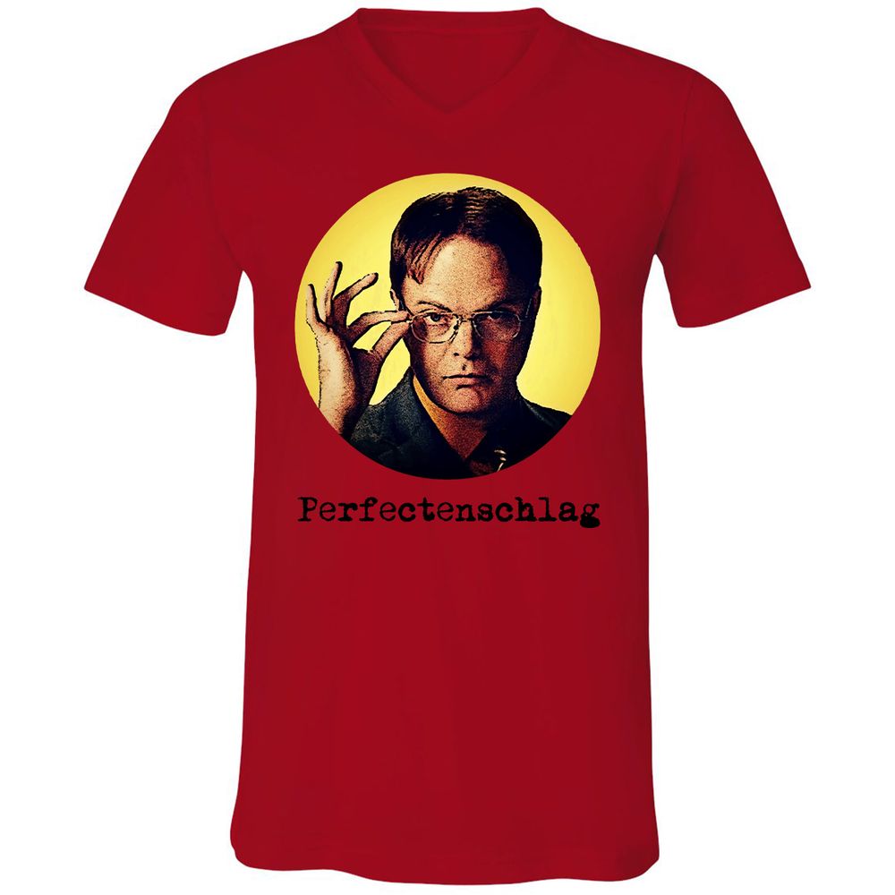 Unisex V-Neck T-Shirt - B7UVLTZT - Red - 3