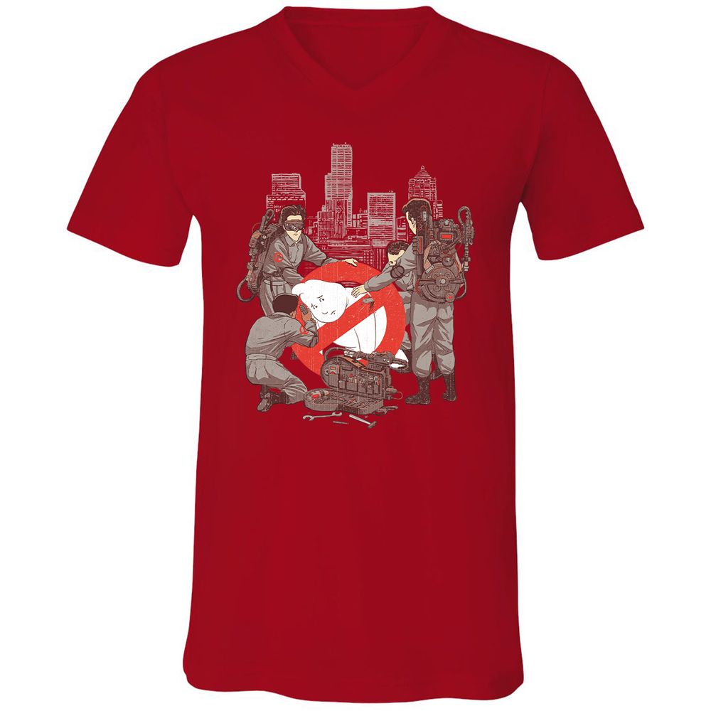 Unisex V-Neck T-Shirt - 3AZ4PVEQ - Red - 3